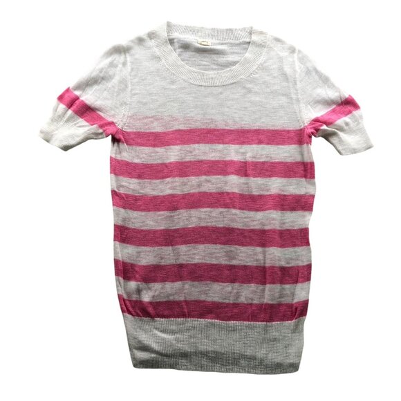 J.Crew Womens Tunic Sweater Medium Crew Neck Striped 100% Cotton Lightweight - Picture 1 of 9